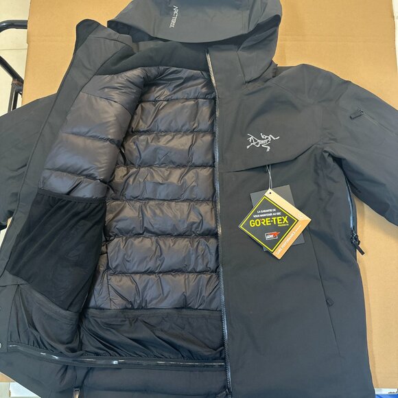 Men's Arc'teryx Macai Down Logo Waterproof Warm Hooded Ski Puffer Jacket Size XL - Picture 1 of 8